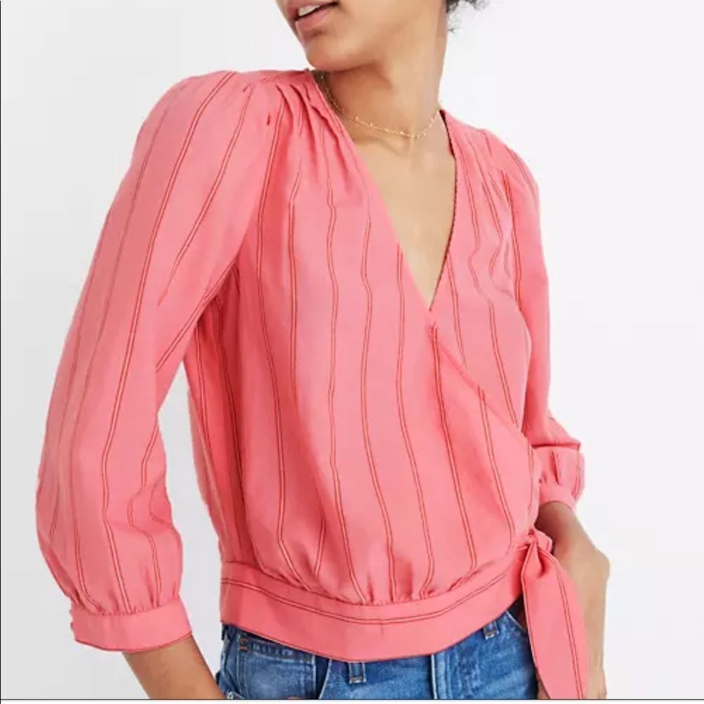 Madewell cropped side tie blouse